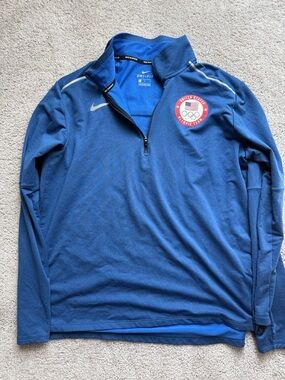Nike Men’s Blue USA Olympic Team Dri-FIT Quarter-Zip Sweater